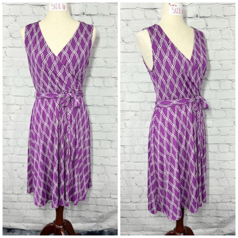 👗 |•41 HAWTHORN•| Soft Purple & Grey V-neck Wrap A-line Belted Dress Size M